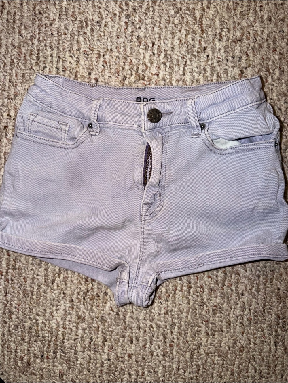 BDG Pastel Lavender High-Rise Denim Shorts
